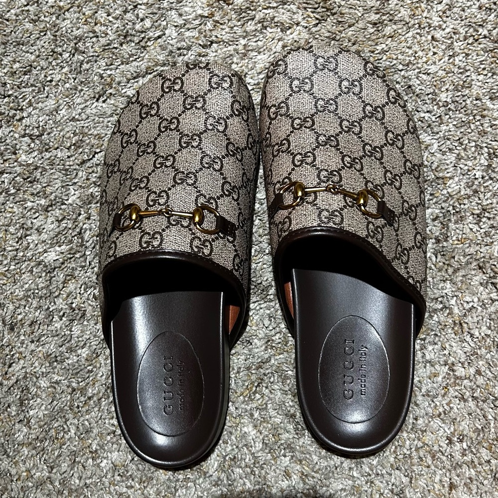 Gucci Beige and Brown Women's Mules